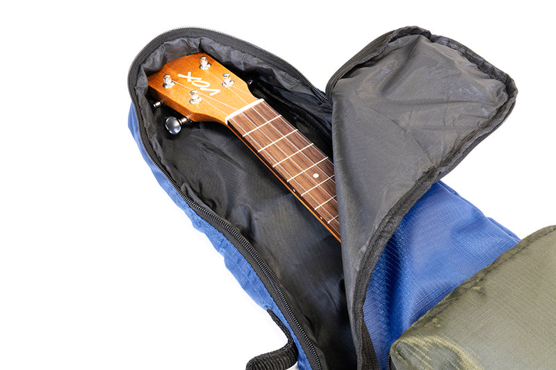 Sequenz SCU60BLGR Étui souple pour ukulélé soprano/concert (bleu avec poche grise)