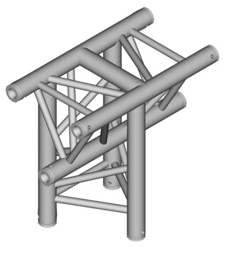 Global Truss F33-TR-4096H/I - Jonction en T horizontale triangulaire à 3 voies de 1,64' Apex In pour ferme triangulaire F33