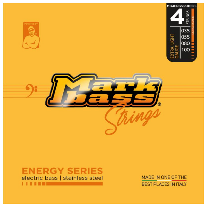 Markbass MB4ENSS35100LS Long Scale 4 Cordons de basse - acier inoxydable, jauge lumineuse supplémentaire