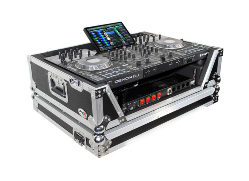 ProX XS-PRIME4 W2U Flight Case avec 2 RU Rackspace et roues pour Denon DJ Prime 4 (noir et argent)