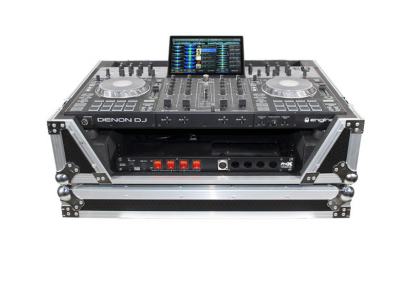 ProX XS-PRIME4 W2U Flight Case avec 2 RU Rackspace et roues pour Denon DJ Prime 4 (noir et argent)