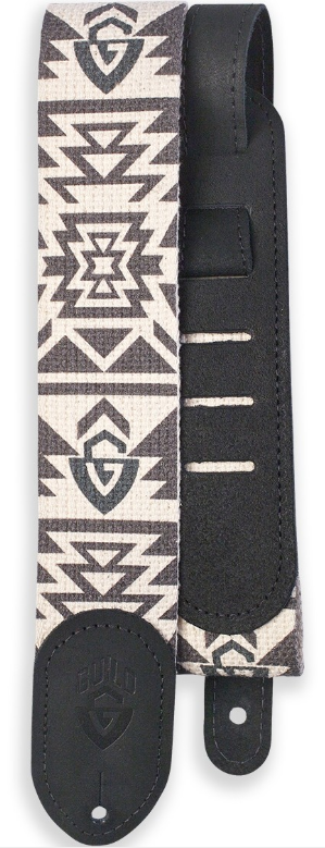Guild SOUTHWEST G Shield Cotton/Leather Guitar Strap -(Black) - Red One Music