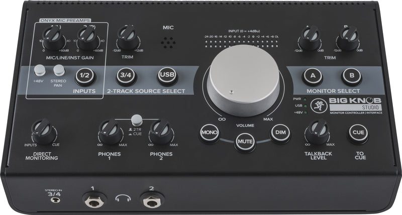 Mackie Studio Bundle avec moniteurs CR3-X - Interface Big Knob Studio - Micro dynamique EM89D - Micro à condensateur EM91C - Casque MC-100