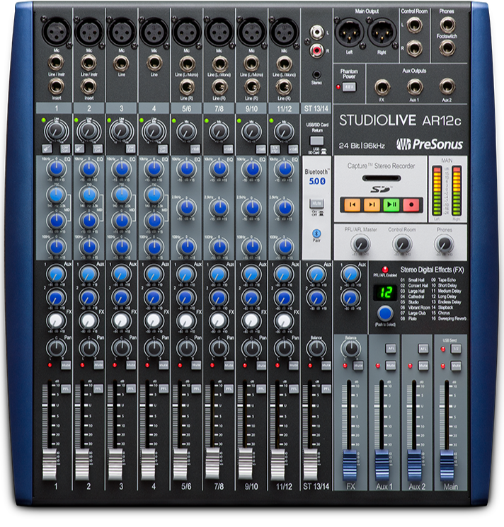 Mélangeur/enregistreur 12 canaux PreSonus StudioLive AR12c avec USB-C