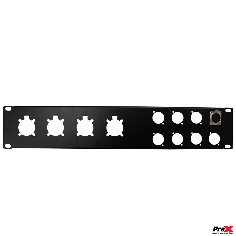 ProX T-P2-4X8 2 Unit Unloaded Rack Panel for 8 XLR-D and 4 NL4 Speakon or NAC3 Powercon