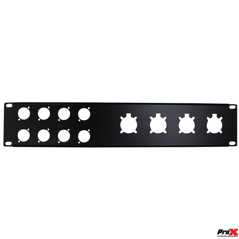 ProX T-P2-4X8 2 Unit Unloaded Rack Panel for 8 XLR-D and 4 NL4 Speakon or NAC3 Powercon