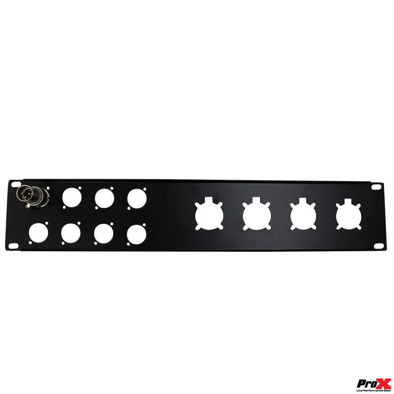 ProX T-P2-4X8 2 Unit Unloaded Rack Panel for 8 XLR-D and 4 NL4 Speakon or NAC3 Powercon