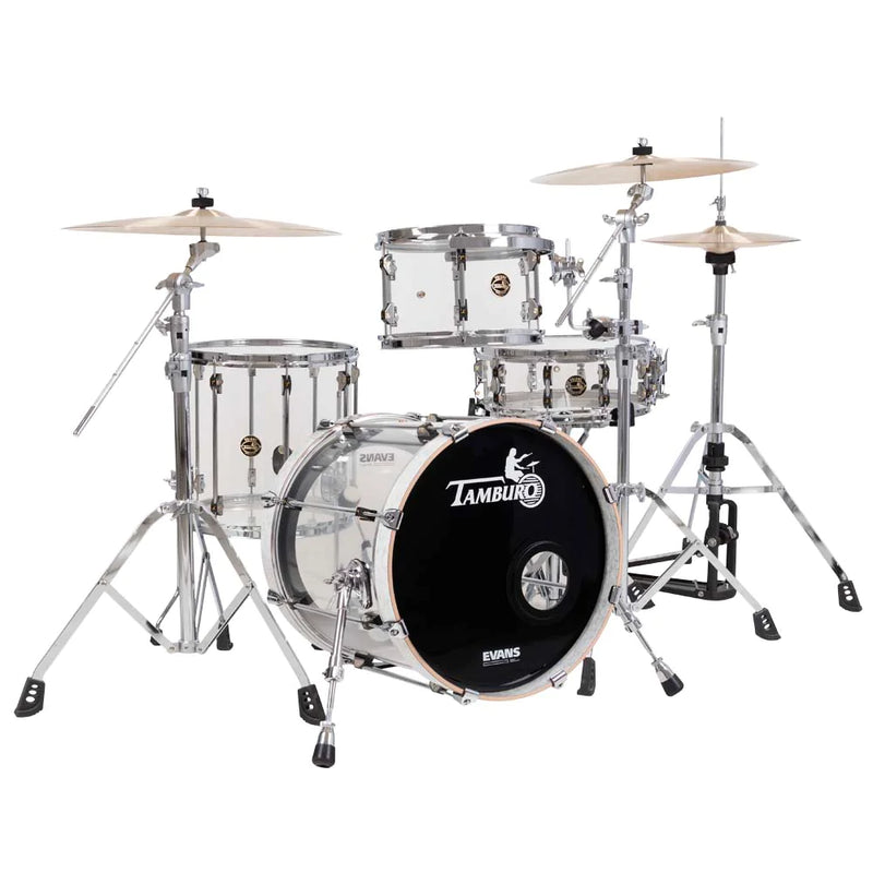 Tamburo TB VL418N Volume Series Série 4 pièces Pack de coque sans couture-acrylique avec caisse claire et tambour de basse 18 "- Clear naturel