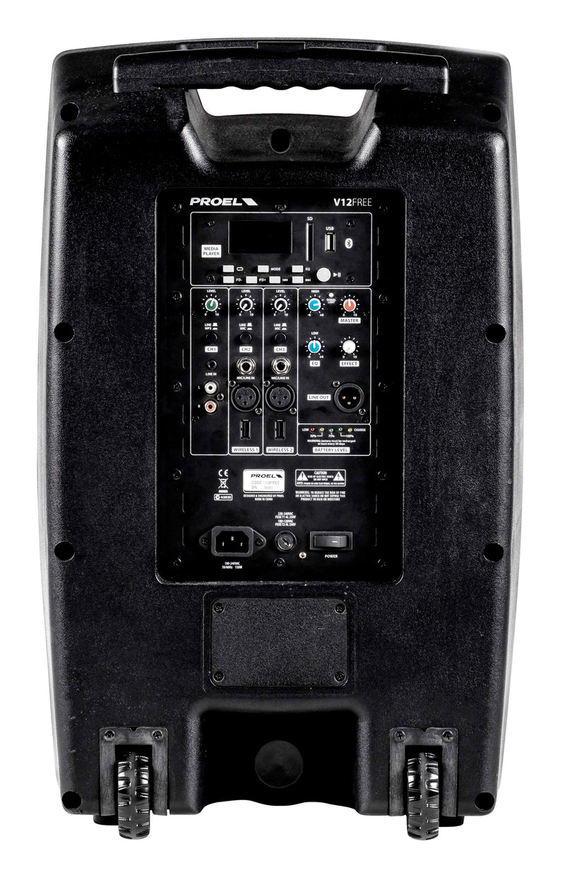 Proel V12FREE V-FREE Series Portable All-in-One Battery-Powered 12" Loudspeaker Sound System