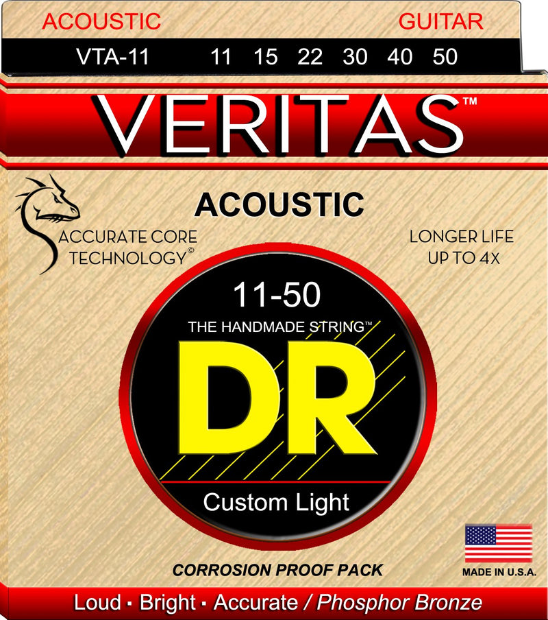 Dr Handmade Strings VTA-11 Veritas Acoustic Guitar Strings - Custom Light (11-50)