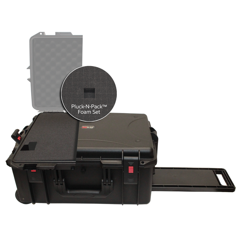 ProX VAULTX XM-1101HW Grand boîtier étanche avec poignée extensible, roues et mousse Pluck-N-Pak