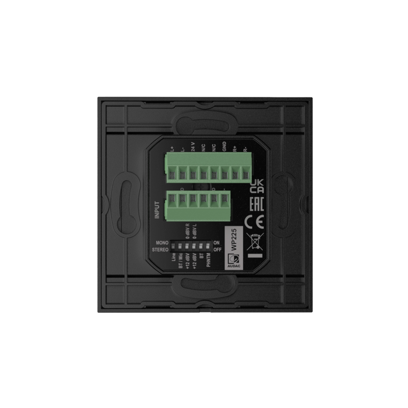Audac WP225 Universal Wall Panel Microphone, Line & Bluetooth Receiver (Black)