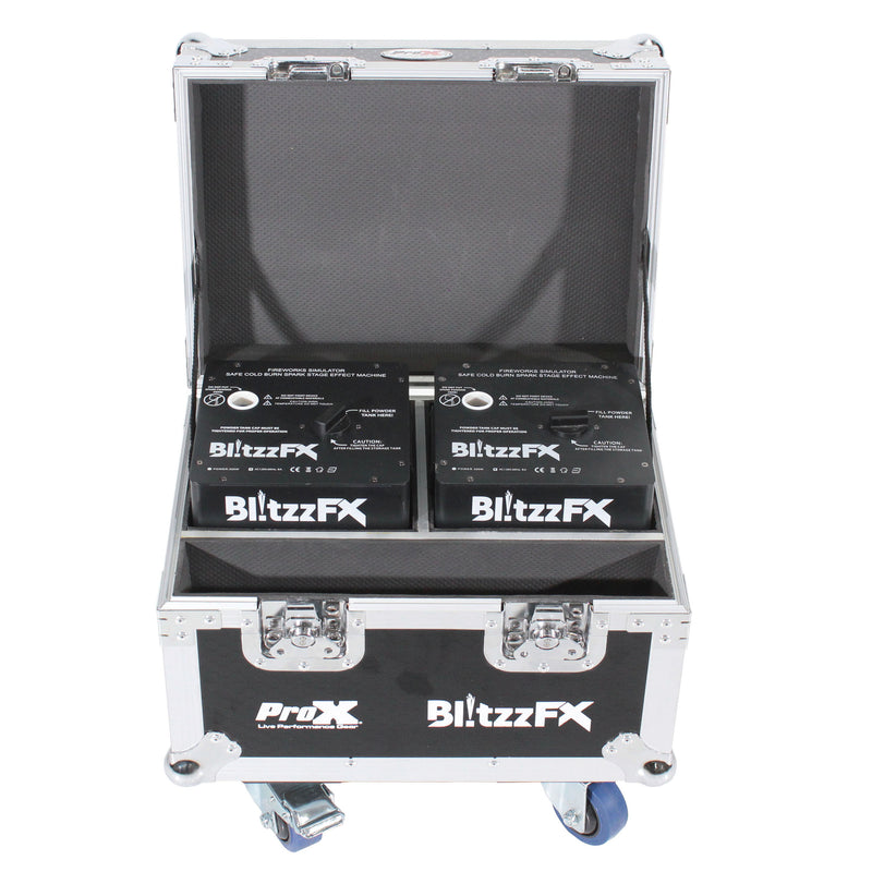 ProX X-BLITZZFX X2 Blitzz FX Set of Two Smaller Model Cold Spark Machines W-Flight Case