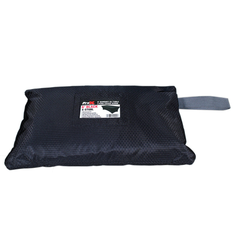ProX X-ST6BL 6 Ft. Open Back Spandex Table Cover Scrim (Black)