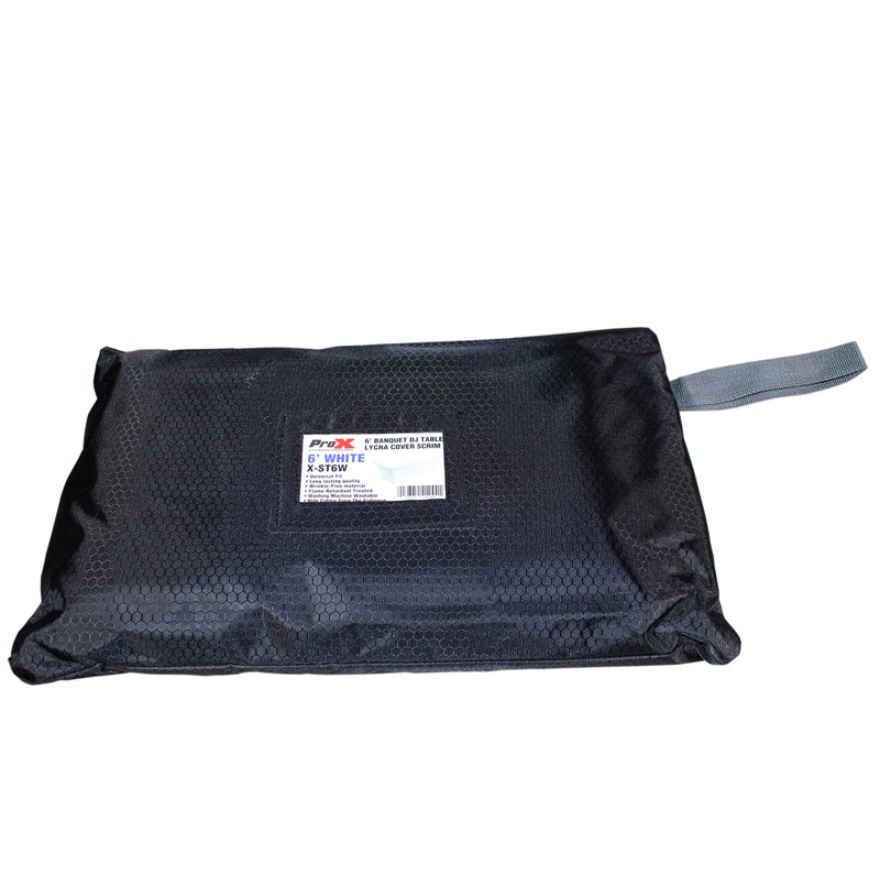 ProX X-ST6W 6 Ft. Open Back Spandex Table Cover/Scrim (White)