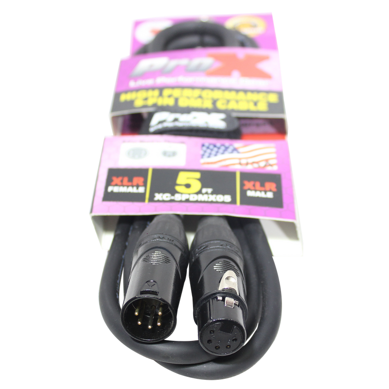 ProX XC-5PDMX05 5 Ft. DMX XLR5-M to XLR5-F High Performance Data Cable