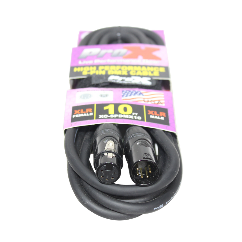ProX XC-5PDMX10 10 Ft. DMX XLR5-M to XLR5-F High Performance Cable