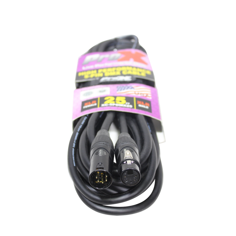 ProX XC-5PDMX25 25 pi. Câble haute performance DMX XLR5-M vers XLR5-F