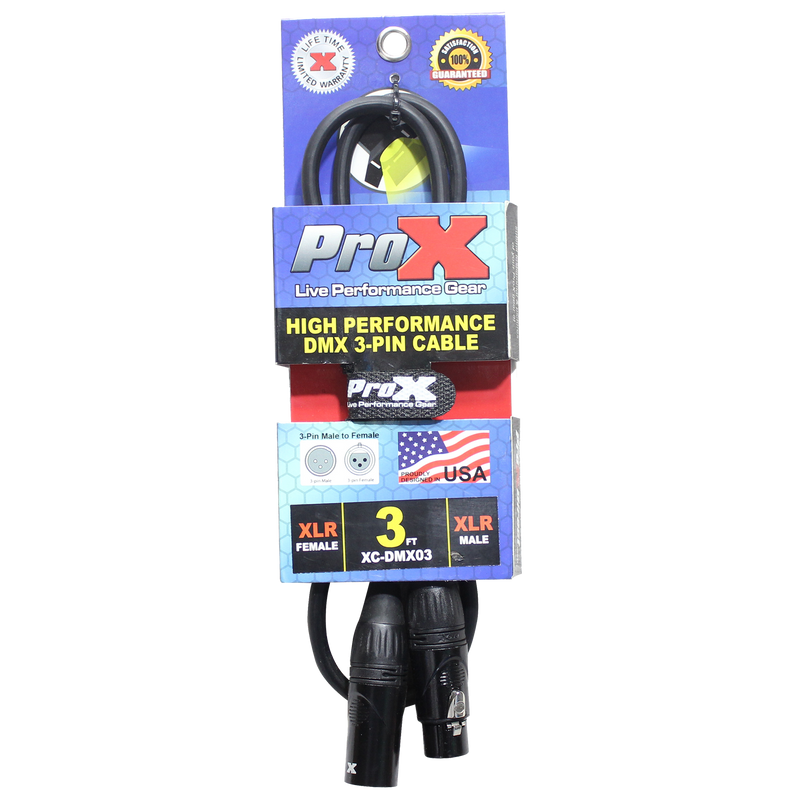 ProX XC-DMX03 3 Ft. DMX XLR3-M to XLR3-F High Performance Cable