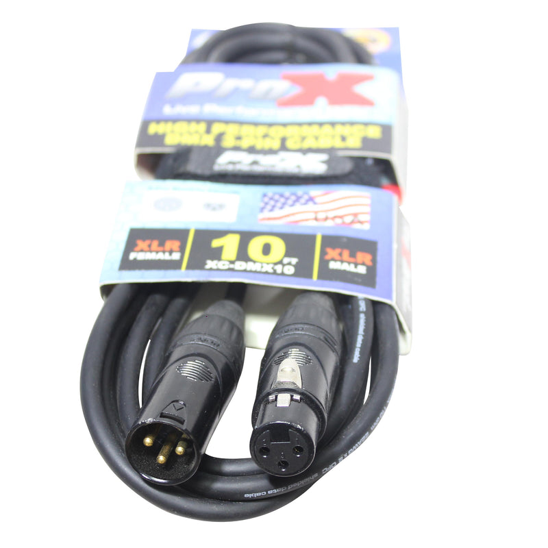 ProX XC-DMX10 10 Ft. DMX XLR3-M to XLR3-F High Performance Cable