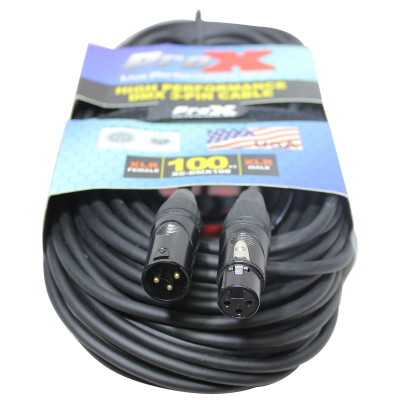 ProX XC-DMX100 100 Ft. DMX XLR3-M to XLR3-F High Performance Cable
