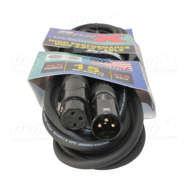 ProX XC-DMX15 15 Ft. DMX XLR3-M to XLR3-F High Performance Cable