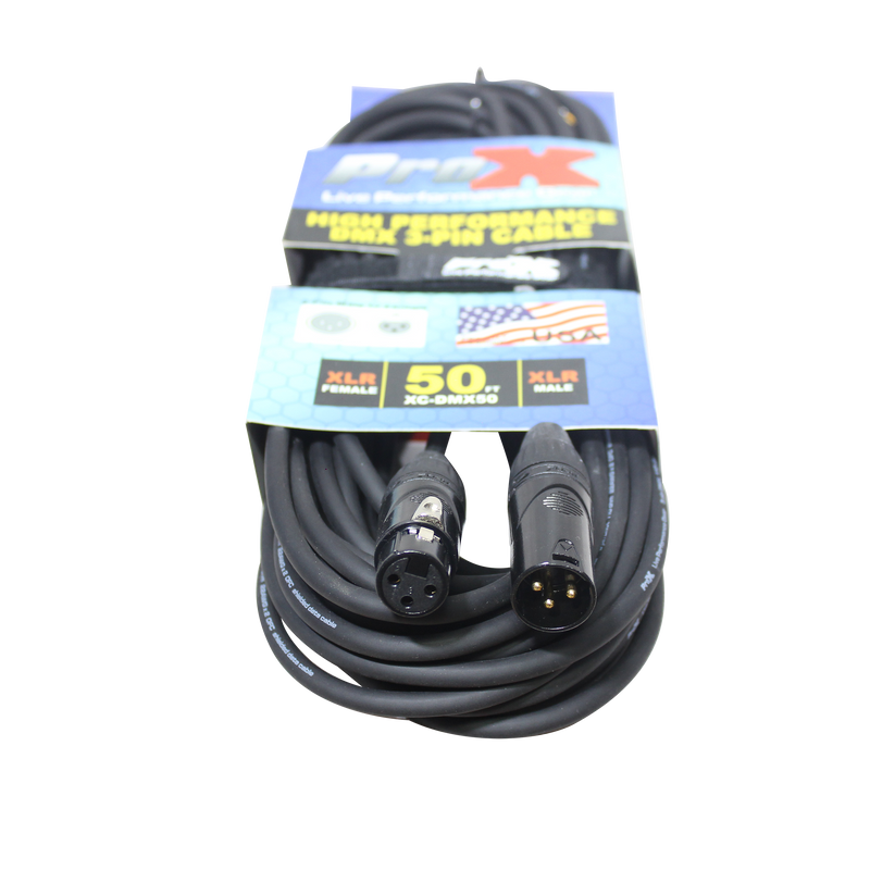 ProX XC-DMX03 50 Ft. DMX XLR3-M to XLR3-F High Performance Cable