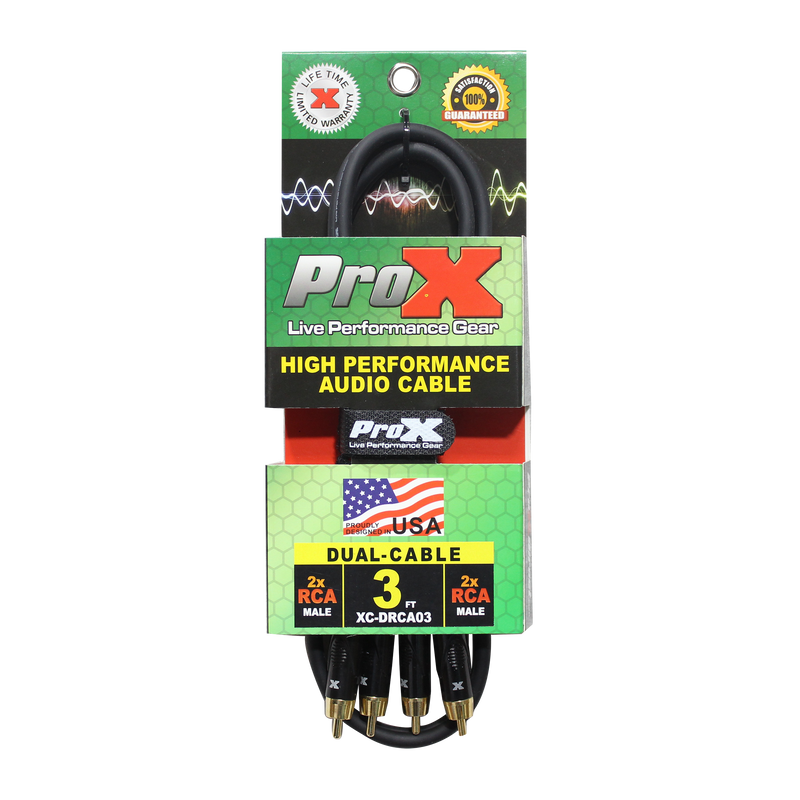 ProX XC-DRCA3 3 pi. Câble audio asymétrique double RCA-M vers double RCA-M haute performance