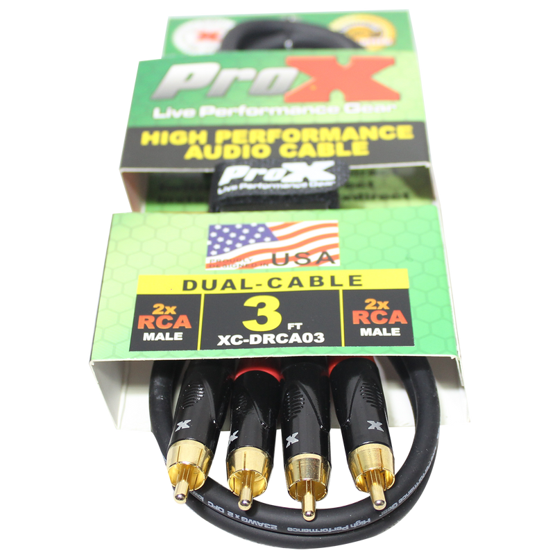 ProX XC-DRCA3 3 pi. Câble audio asymétrique double RCA-M vers double RCA-M haute performance