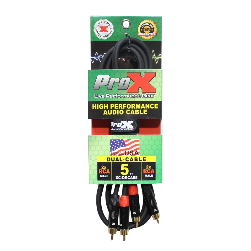 ProX XC-DRCA5 5 pi. Câble audio asymétrique double RCA-M vers double RCA-M haute performance
