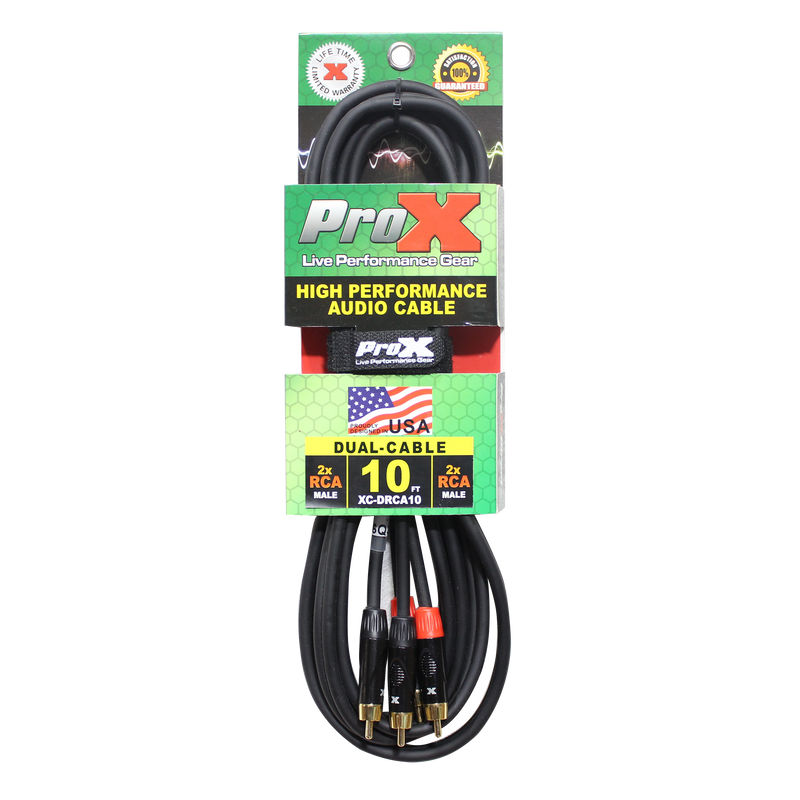 ProX XC-DRCA10 10 pi. Câble audio haute performance double RCA-M vers double RCA-M