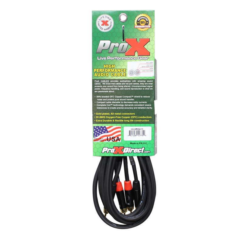 ProX XC-DRCA10 10 pi. Câble audio haute performance double RCA-M vers double RCA-M