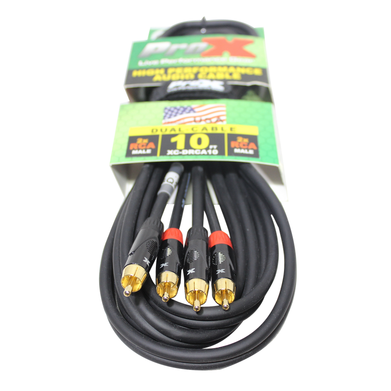ProX XC-DRCA10 10 pi. Câble audio haute performance double RCA-M vers double RCA-M
