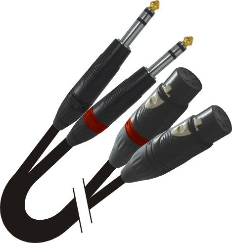ProX XC-DSXF10 10 pi. Câble audio symétrique double 1/4" TRS-M vers double XLR3-F haute performance