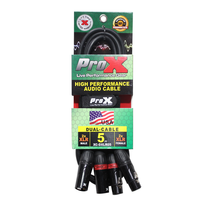 ProX XC-DXLR05 5 Ft. Balanced Dual XLR-M to Dual XLR-F High Performance Audio Cable