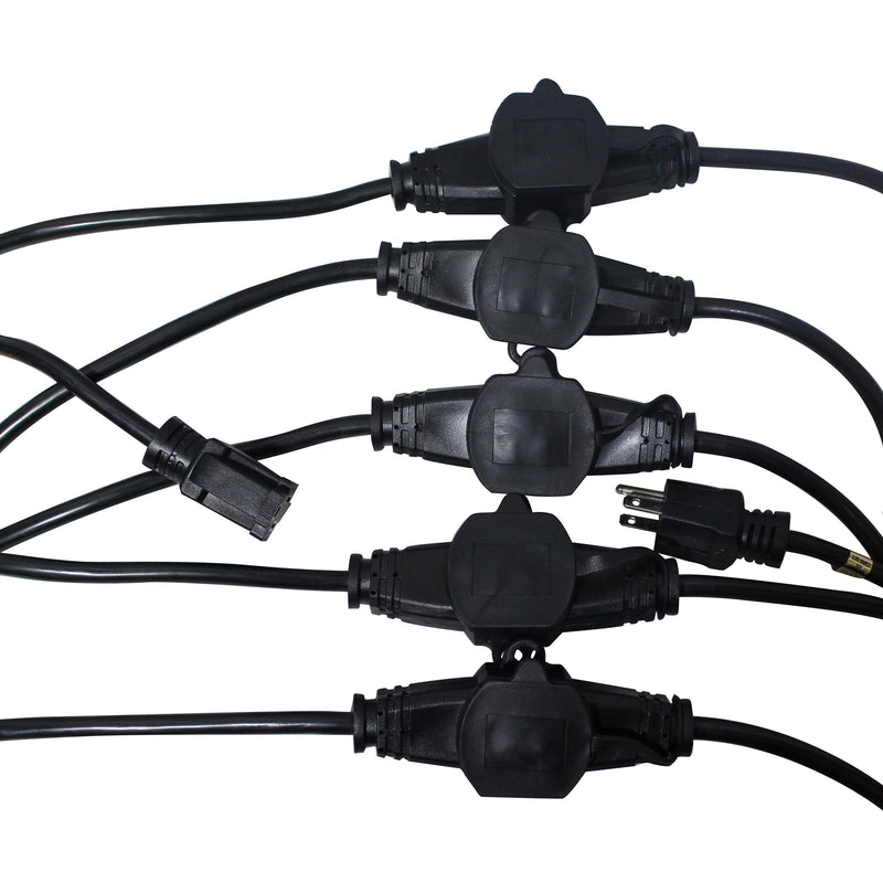 ProX XC-MEP12-326 120VAC NEMA 15 Male to 6 Socket Female Power-Extension Cord 12-3 AWG (Black) - 32 Ft.
