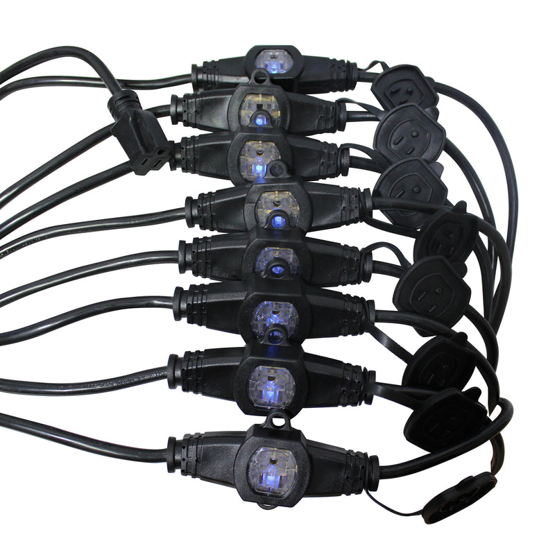 ProX XC-MEP12-529 12/3AWG 120VAC Male to 9 Female Socket Outlets Black Power-Extension Cord W-Covers - 52ft
