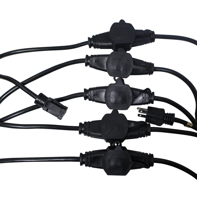ProX XC-MEP14-326 MK2 110V Male to 6 Socket 110v Female Power Cord 6 Outlet 14/3 Extension Cord (Black) - 32ft