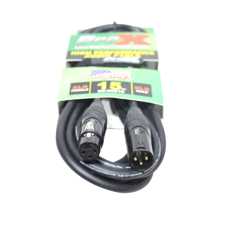 ProX XC-MIC15 15 Ft. Balanced XLR3-F to XLR3-M High Performance Microphone Cable