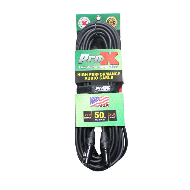 ProX XC-MIC50 50 Ft. Balanced XLR3-F to XLR3-M High Performance Microphone Cable