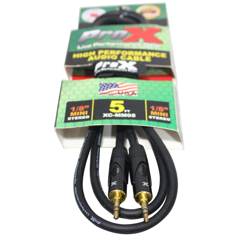 ProX XC-MM05 Balanced TRS-M Mini 1/8" to TRS-M Mini 1/8" High-Performance Audio Cable - 5 Ft.