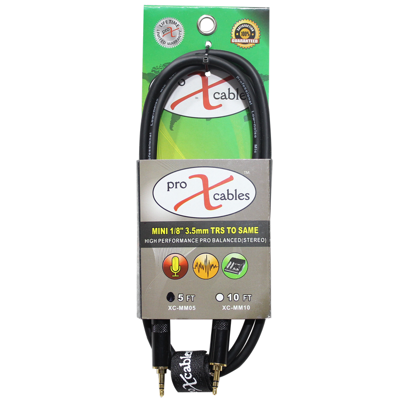 ProX XC-MM05 Balanced TRS-M Mini 1/8" to TRS-M Mini 1/8" High-Performance Audio Cable - 5 Ft.