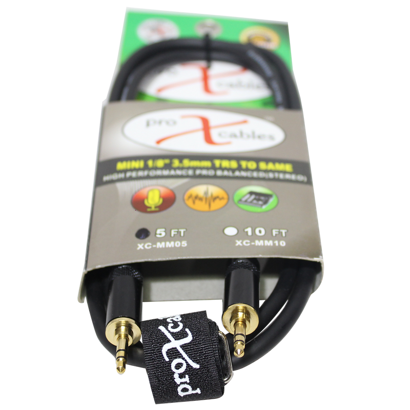 ProX XC-MM05 Balanced TRS-M Mini 1/8" to TRS-M Mini 1/8" High-Performance Audio Cable - 5 Ft.