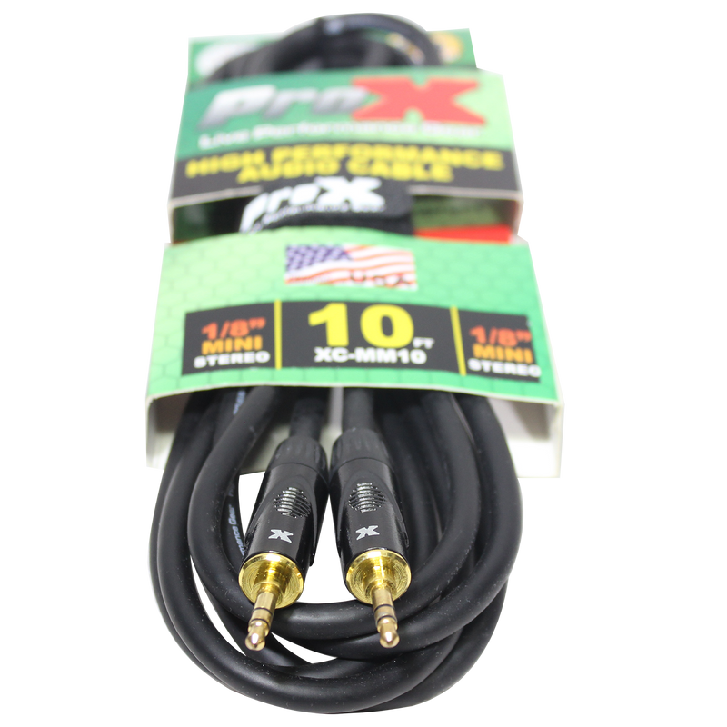 ProX XC-MM10 Balanced TRS-M Mini 1/8" to TRS-M Mini 1/8" High Performance Audio Cable - 10 Ft.