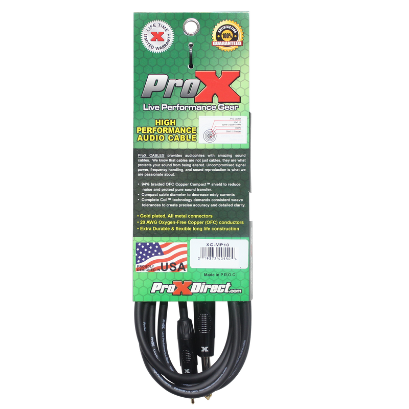 ProX XC-MP10 Unbalanced TRS-M Mini 1/8" to TS-M High Performance Audio Cable - 10'