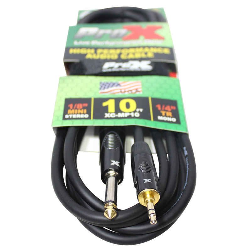 ProX XC-MP10 Unbalanced TRS-M Mini 1/8" to TS-M High Performance Audio Cable - 10'