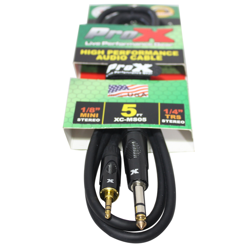 ProX XC-MS05 Balanced TRS-M Mini 1/8" to TRS-M High Performance Audio Cable - 5'