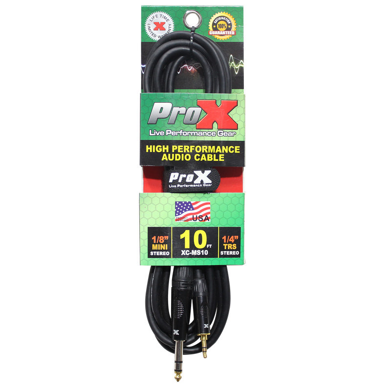 ProX XC-MS10 Balanced TRS-M Mini 1/8" to TRS-M High Performance Audio Cable - 10'