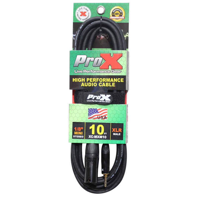 ProX XC-MXM10 Unbalanced 1/8" (3.5mm) TRS-M Mini to XLR3-M High Performance Audio Cable - 10 Ft.