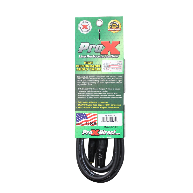 ProX XC-MXM10 Unbalanced 1/8" (3.5mm) TRS-M Mini to XLR3-M High Performance Audio Cable - 10 Ft.